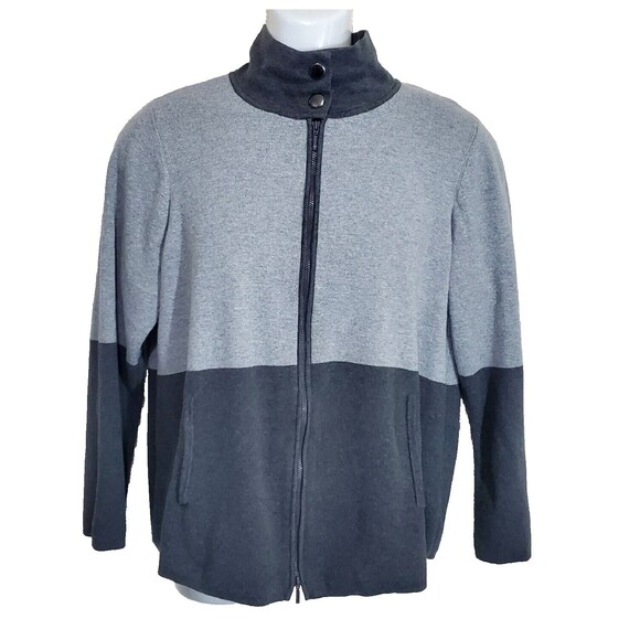 Belford Jackets & Blazers - Belford Jacket XL Gray Zip Front Cardigan Sweater Pima Cotton Funnel Mock